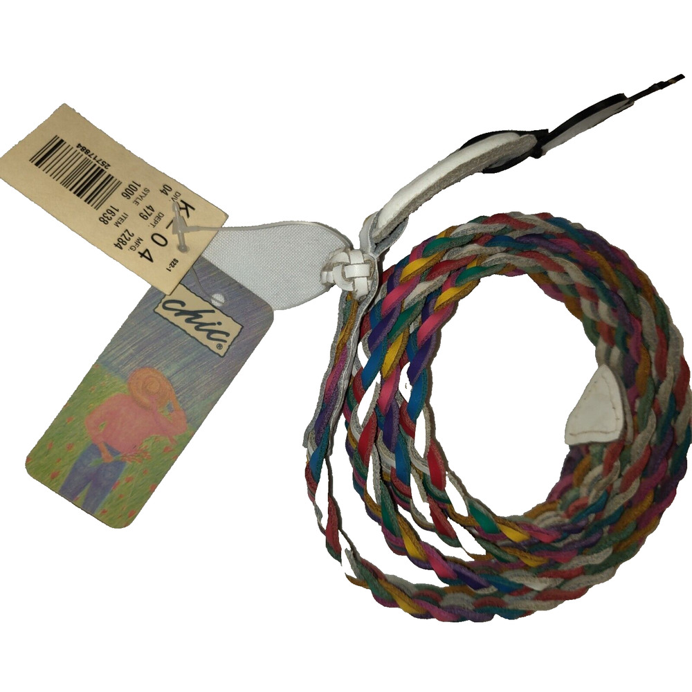 VTG Rainbow Leather Belt Braided by CHIC KMart Size L NEW NOS Retro 70s/80s
